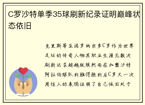 C罗沙特单季35球刷新纪录证明巅峰状态依旧